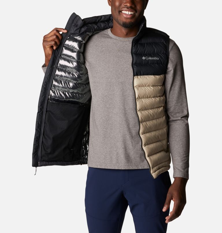 Men's Powder Lite Insulated Vest, Color: Ancient Fossil, Black, image 5