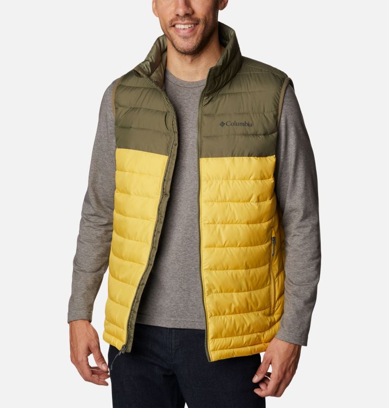 Thumbnail: Men's Powder Lite Insulated Vest, Color: Golden Nugget, Stone Green, image 9