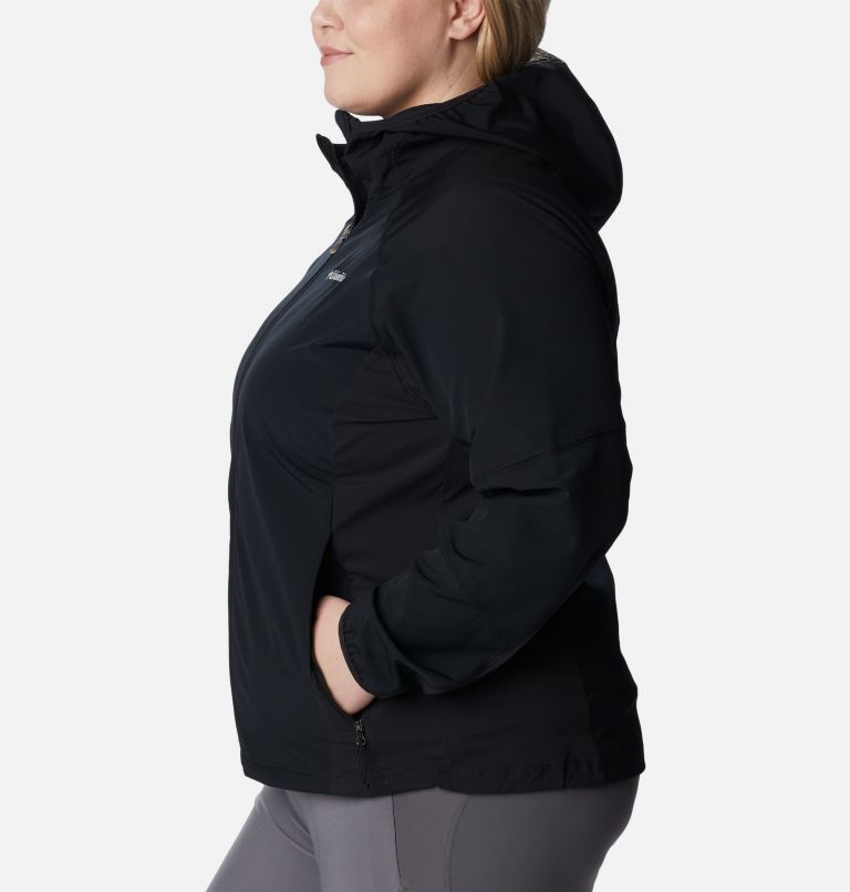 Thumbnail: Women's Sweet As Softshell Hooded Jacket - Plus Size, Color: Black, image 3