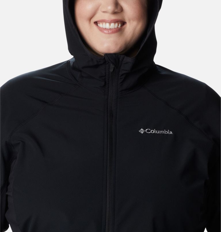 Thumbnail: Women's Sweet As Softshell Hooded Jacket - Plus Size, Color: Black, image 4