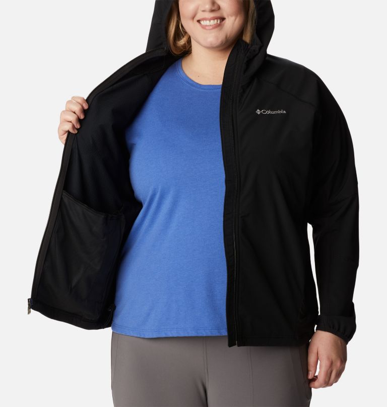 Women's Sweet As Softshell Hooded Jacket - Plus Size, Color: Black, image 5