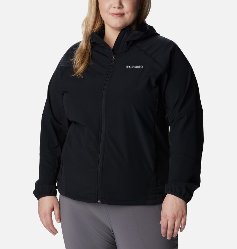 Women's Sweet As Softshell Hooded Jacket - Plus Size, Color: Black