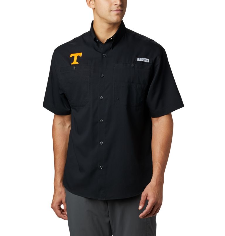 Thumbnail: Men's Collegiate PFG Tamiami Short Sleeve Shirt - Tall - Tennessee, Color: UT - Black, image 1