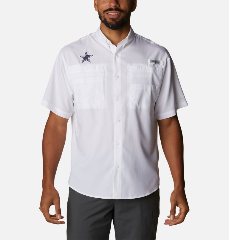 Men's PFG Tamiami Short Sleeve Shirt - Tall - Dallas Cowboys, Color: DC - White, image 1