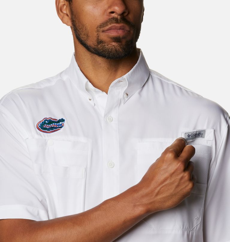Men's Columbia PFG White Florida Gators Tamiami Omni-Shade Button-Down Shirt