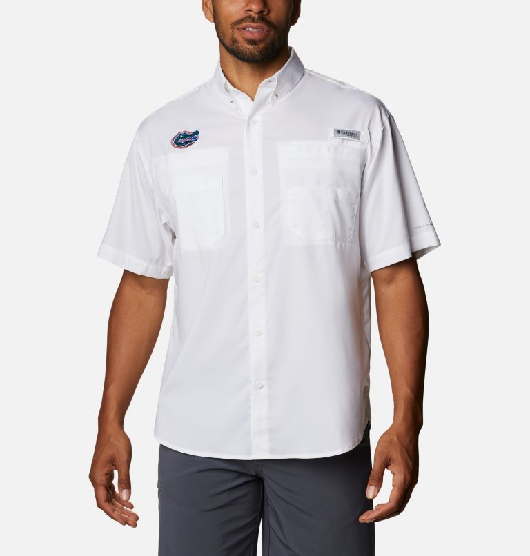 Men's Collegiate PFG Tamiami Short Sleeve Shirt - Tall - Florida, Color: FLA - White, image 1