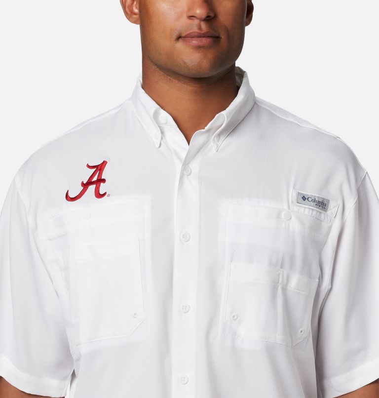 Thumbnail: Men's Collegiate PFG Tamiami Short Sleeve Shirt - Alabama, Color: ALA - White, image 3