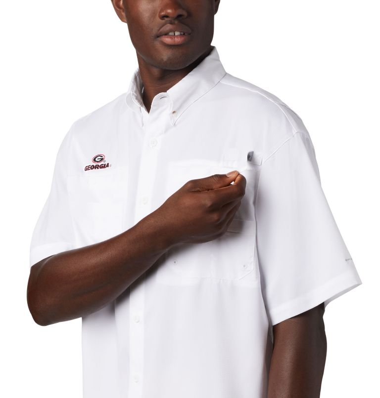 Thumbnail: Men's Collegiate PFG Tamiami Short Sleeve Shirt - Georgia, Color: UGA - White, image 4