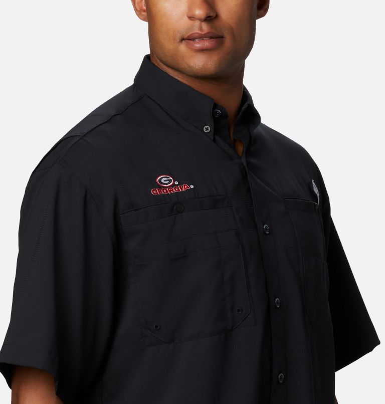 Men's Collegiate PFG Tamiami Short Sleeve Shirt - Georgia, Color: UGA - Black