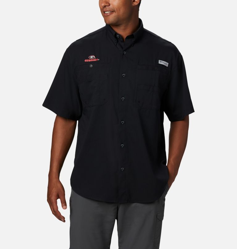 Thumbnail: Men's Collegiate PFG Tamiami Short Sleeve Shirt - Georgia, Color: UGA - Black, image 1