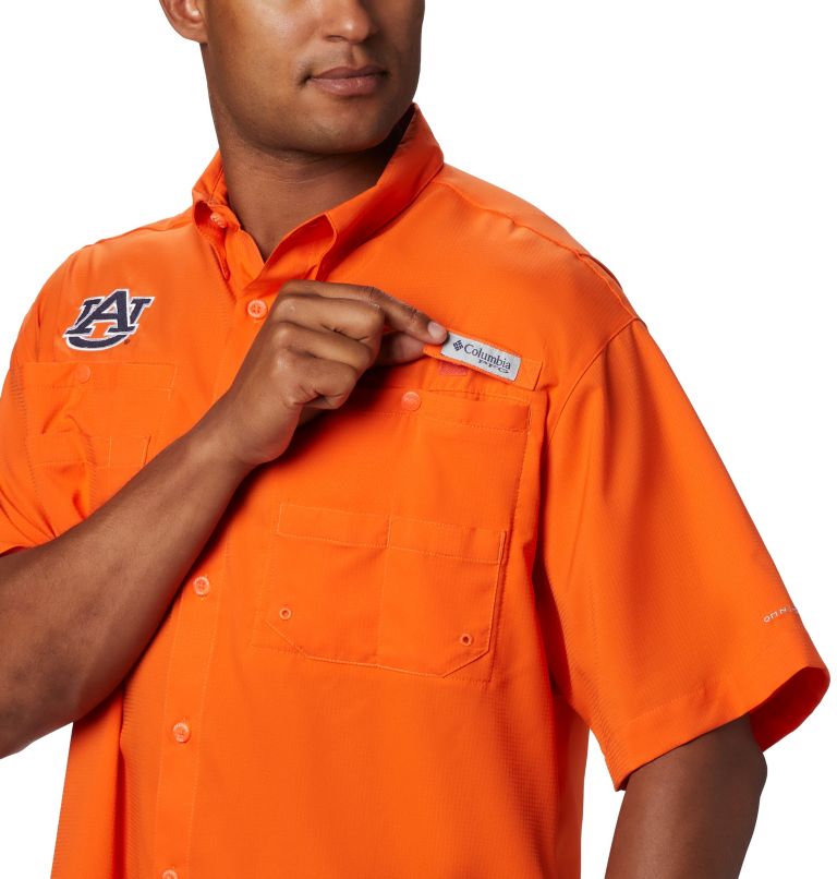 Men's Collegiate PFG Tamiami Short Sleeve Shirt - Auburn, Color: AUB - Spark Orange