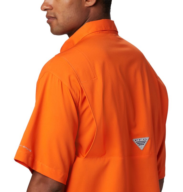 Men's Collegiate PFG Tamiami Short Sleeve Shirt - Auburn, Color: AUB - Spark Orange