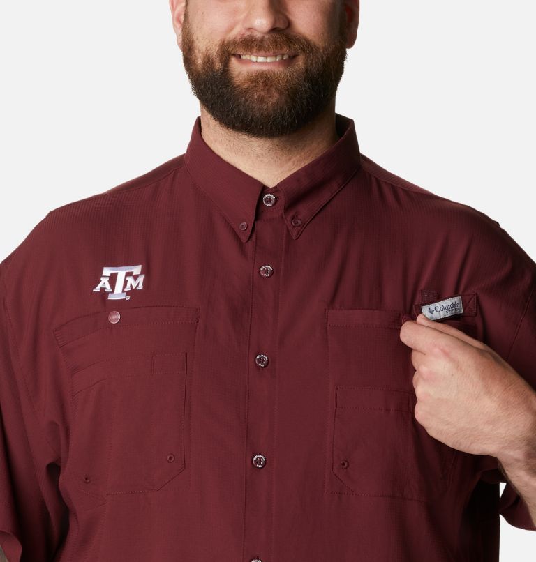 Thumbnail: Men's Collegiate PFG Tamiami Short Sleeve Shirt - Big - Texas A&M, Color: TAM - Maroon, image 4