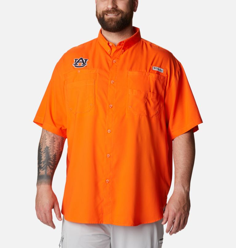 Thumbnail: Men's Collegiate PFG Tamiami Short Sleeve Shirt - Big - Auburn, Color: AUB - Spark Orange, image 1