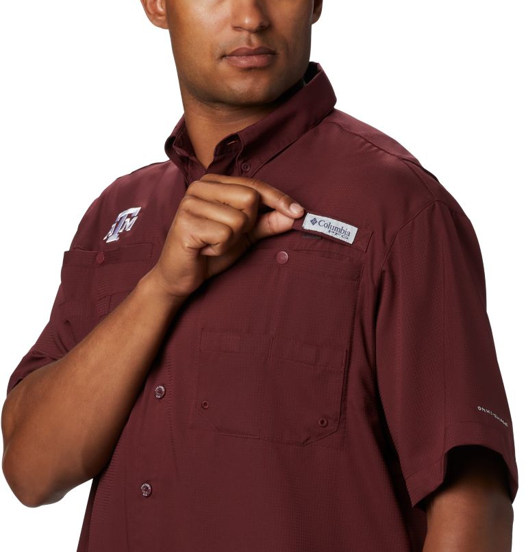Thumbnail: Men's Collegiate PFG Tamiami Short Sleeve Shirt - Tall - Texas A&M, Color: TAM - Maroon, image 3