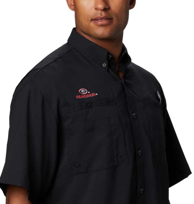 Men's Collegiate PFG Tamiami Short Sleeve Shirt - Tall - Georgia, Color: UGA - Black