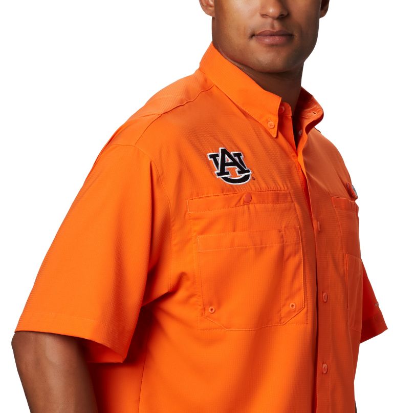 Men's Collegiate PFG Tamiami Short Sleeve Shirt - Tall - Auburn, Color: AUB - Spark Orange