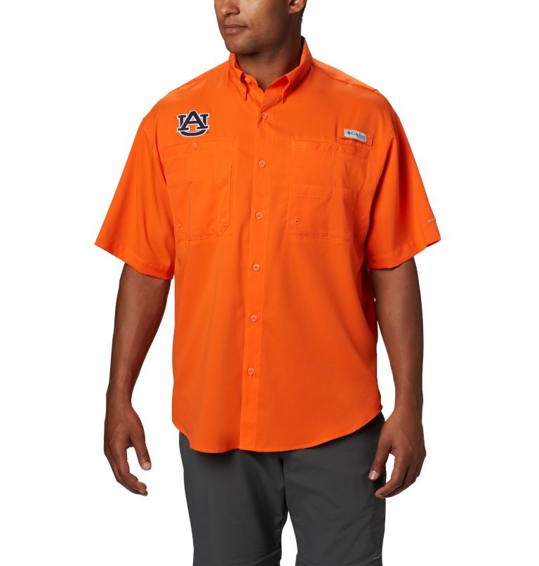 Thumbnail: Men's Collegiate PFG Tamiami Short Sleeve Shirt - Tall - Auburn, Color: AUB - Spark Orange, image 1