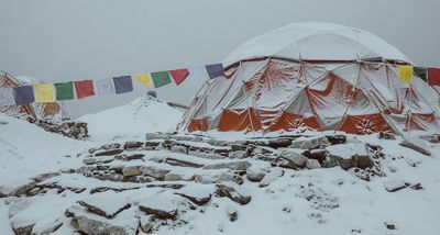 Snowy Everest Base Camp