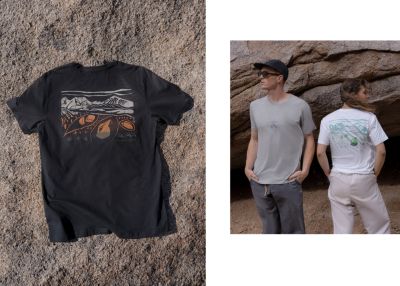 An image series of the Chris Sharma t-shirt collab