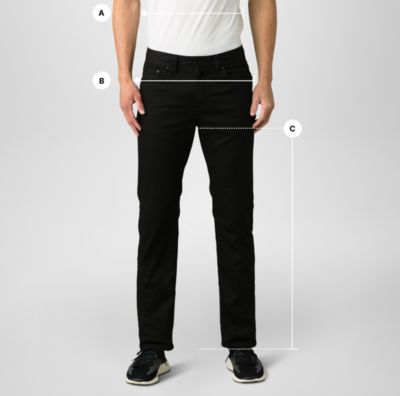 Image of Men's bottoms and measuring guide