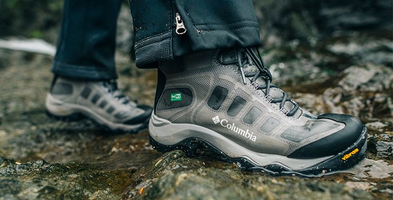 Close-up image of OutDry Extreme Eco hiking boots. 
